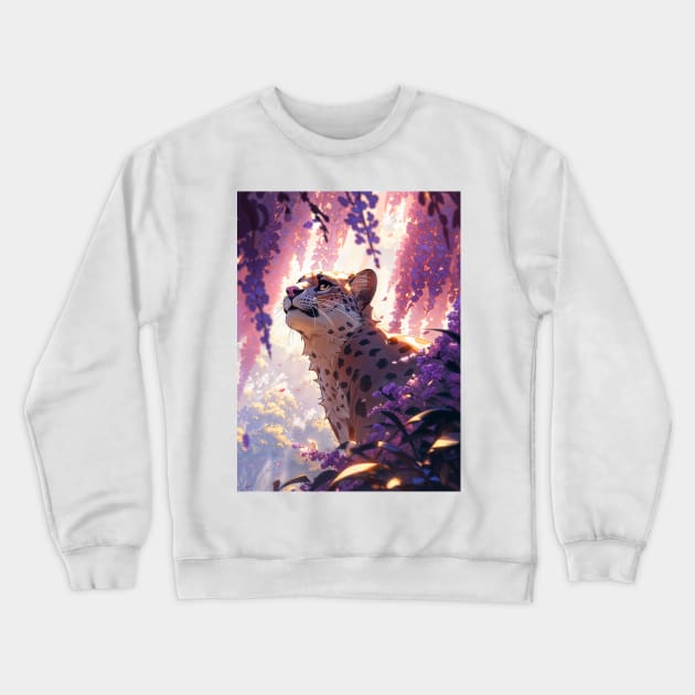 Wisteria Leopard Crewneck Sweatshirt by berubettoart